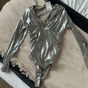 NWT H&M Silver Metallic Bodysuit